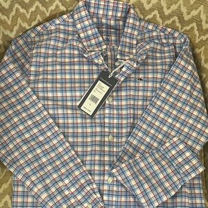 Vineyard Vines Boys Blue and Red Plaid Shirt